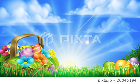 Easter Eggs Basket Background 20045194