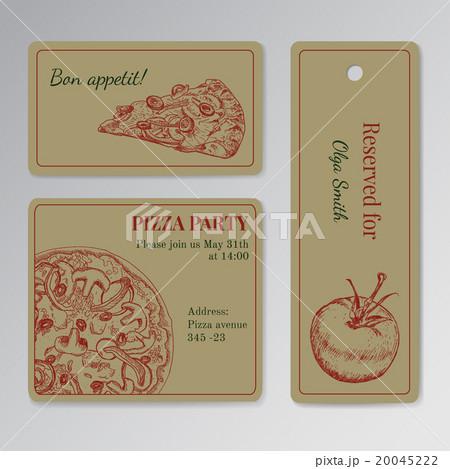 Set of cards templates for pizza party Set of cards templates for pizza party 20045222