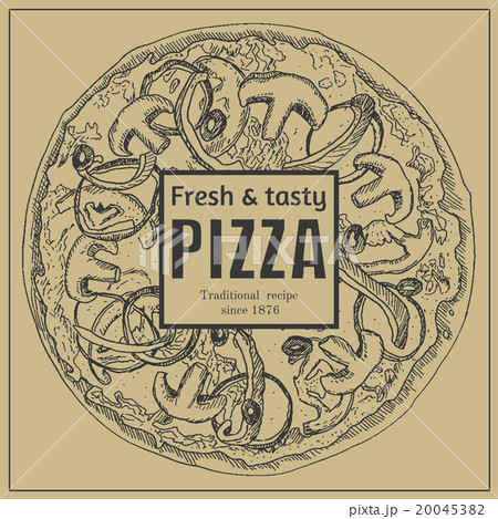 Ink hand drawn pizza package box template 20045382