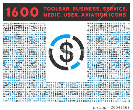 Dollar Diagram Icon With Large Pictogram Collection Dollar Diagram Icon With Large Pictogram Collection 20045568
