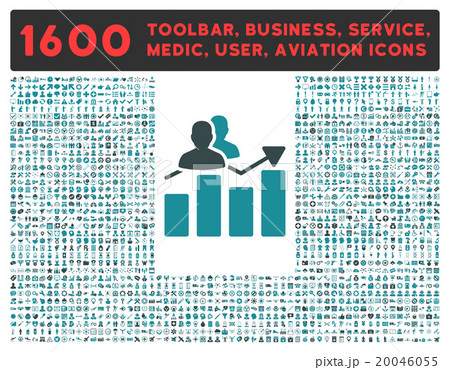 Audience Graph Icon With Large Pictogram Collection 20046055