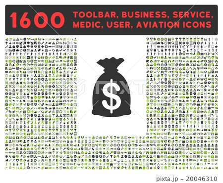 Money Bag Icon With Large Pictogram Collection Money Bag Icon With Large Pictogram Collection 20046310