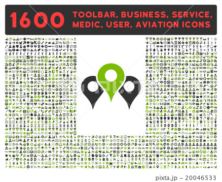 Locations Icon With Large Pictogram Collection Locations Icon With Large Pictogram Collection 20046533