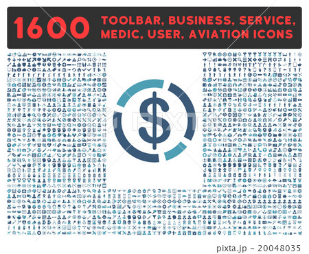 Dollar Diagram Icon With Large Pictogram Collection 20048035