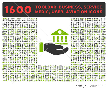 Bank Service Icon With Large Pictogram Collection Bank Service Icon With Large Pictogram Collection 20048830
