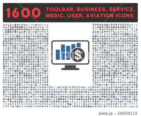 Sales Monitor Icon With Large Pictogram Collection 20050115