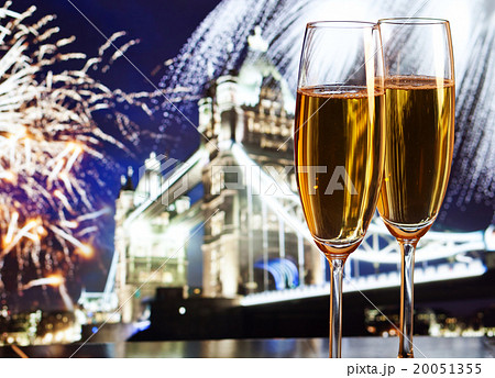 New Year celebration in the city - champagne glass New Year celebration in the city - champagne glass 20051355