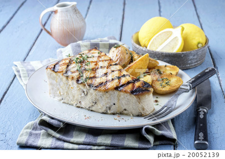 Barbecue Swordfish Steake on Plate 20052139