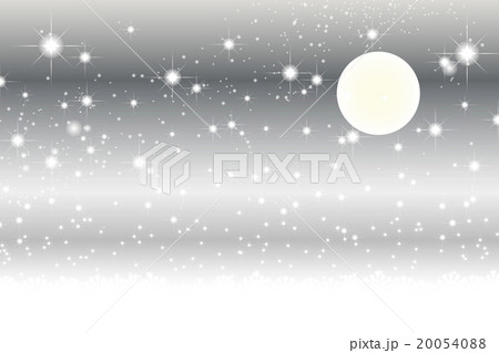 背景素材壁紙 満月 スターダスト 星屑 銀河系 星空 天の川 月見 夜空 キラキラ 宇宙 月夜 月光のイラスト素材 0540
