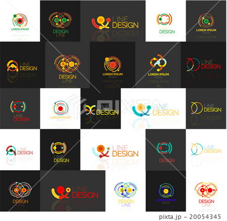 Set of linear abstract logos. Swirl, circle 20054345