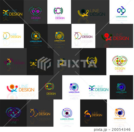 Set of linear abstract logos. Swirl, circle 20054346