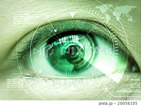 women eye scanning technology in the futuristic. 20056105