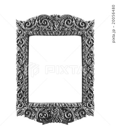 Wooden Silver frame vintage isolated background. 20056480