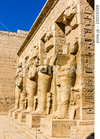 Ancient egyptian statues in Temple of Ramses III Ancient egyptian statues in Temple of Ramses III 20059306