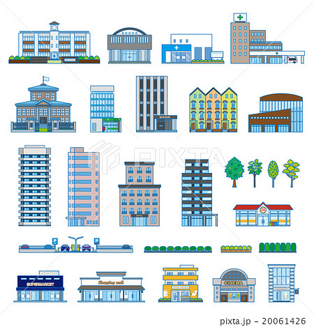 様々な建物のイラスト素材