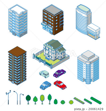 様々な建物 立体図のイラスト素材