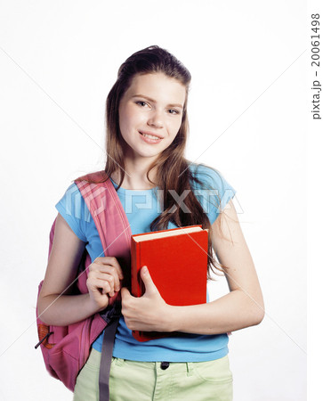 young cute teenage girl posing cheerful against 20061498