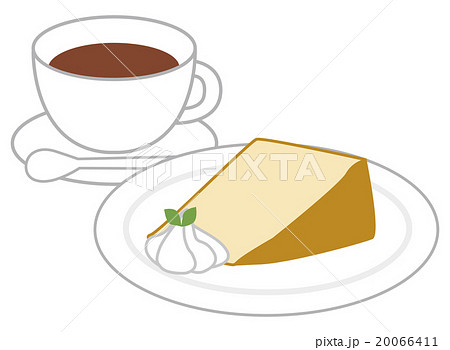 シフォンケーキとコーヒーのイラスト素材