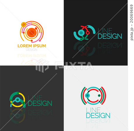 Set of linear abstract logos. Swirl, circle 20069669