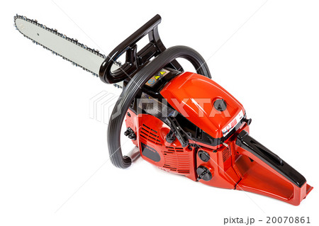 Gasoline chain saw on a white background. Gasoline chain saw on a white background. 20070861