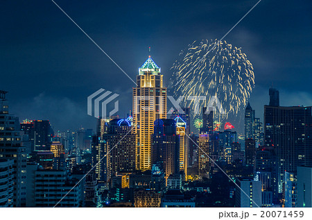 Bangkok skyline at new years eve night panorama 20071459