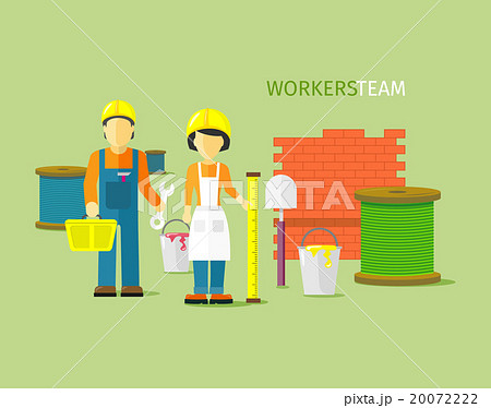 Workers Team People Group Flat Style 20072222