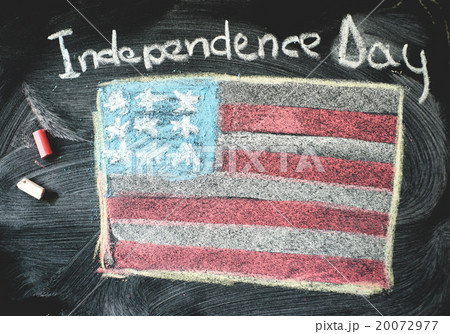 Black chalkboard in classroom with flag of us 20072977
