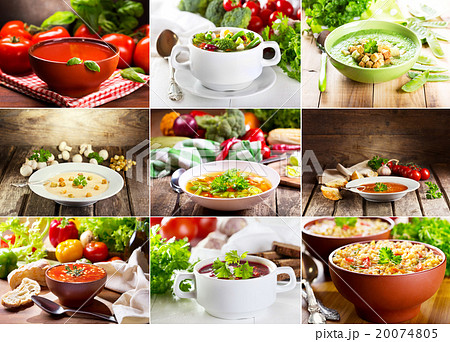 collage of various soups 20074805