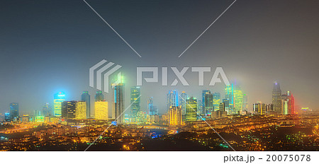 Panorama of Istanbul and Bosphorus bridge at night 20075078