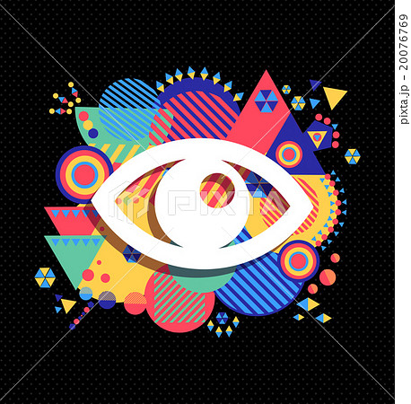 Eye icon, view concept label with color background 20076769