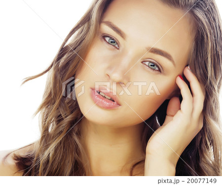 young sweet brunette woman close up isolated on young sweet brunette woman close up isolated on 20077149