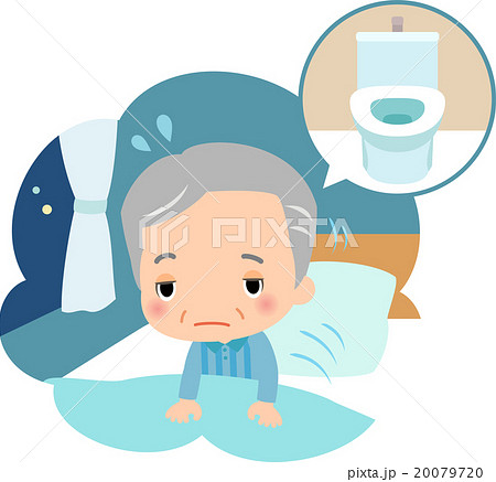 夜間にトイレに行きたくて目覚めるシニア男性 20079720