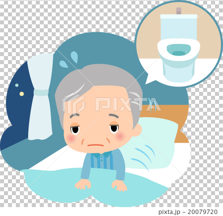 夜間にトイレに行きたくて目覚めるシニア男性 20079720