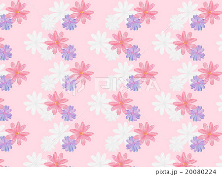 春の花 花柄 ガーリー かわいい ピンク 水彩 手描き フェミニン 上品 ファブリック テキスタイルのイラスト素材