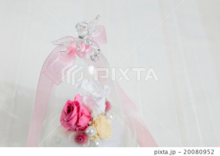 ガラス クリオネ 花 ケース リボン バラ ピンク ガラス クリオネ 花 ケース リボン バラ ピンク 20080952