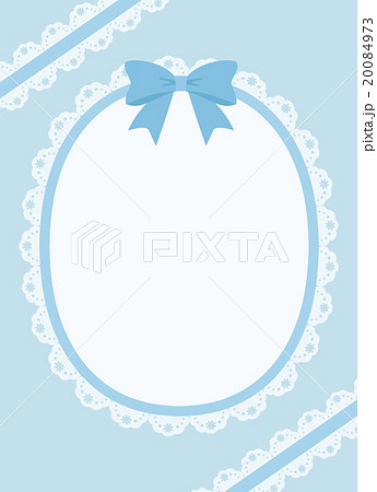かわいいロリィタ 姫系リボン付き円レース 縦位置コピースペース 背景素材 水色無地のイラスト素材