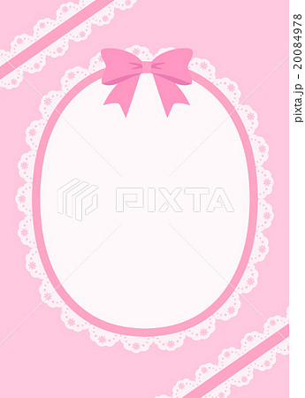 かわいいロリィタ 姫系リボン付き円レース 縦位置コピースペース 背景素材 ピンク無地のイラスト素材