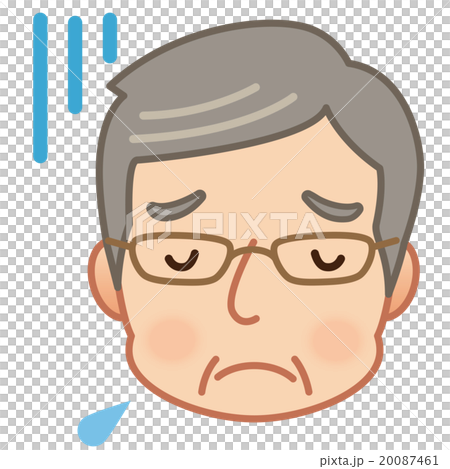 高齢者 落ち込むおじいちゃんのイラスト素材