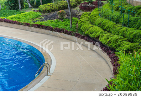 Swimming pool beside garden at hotel,bird eye view 20089939