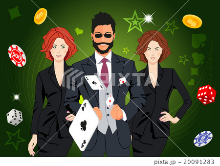 Confident lucky man throws aces 20091283