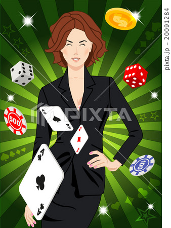 Confident lucky girl throws aces 20091284
