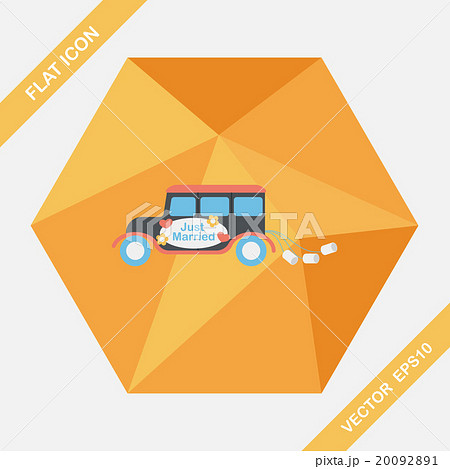 wedding car flat icon with long shadow, eps10 wedding car flat icon with long shadow, eps10 20092891