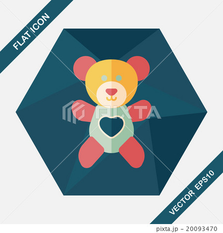 Valentine's day present bear flat icon with long shadow,eps10 20093470