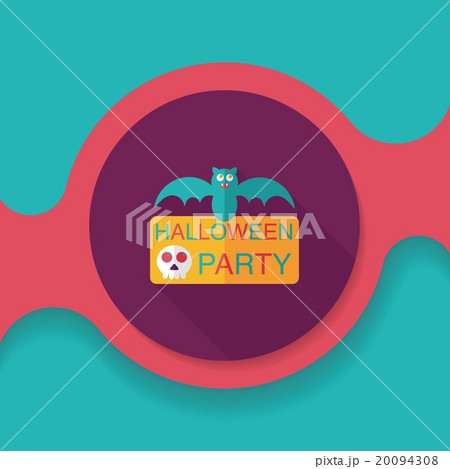 Halloween party sign flat icon with long shadow,eps10 20094308