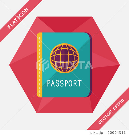 Passport icon, flat icon with long shadow 20094311