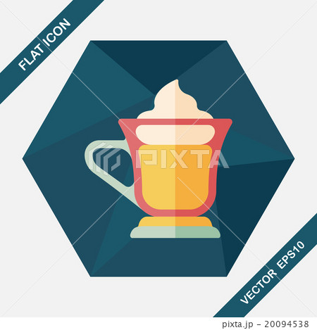 iced floating coffee flat icon with long shadow,eps10 20094538