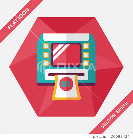 ATM flat icon with long shadow,eps10 20095424