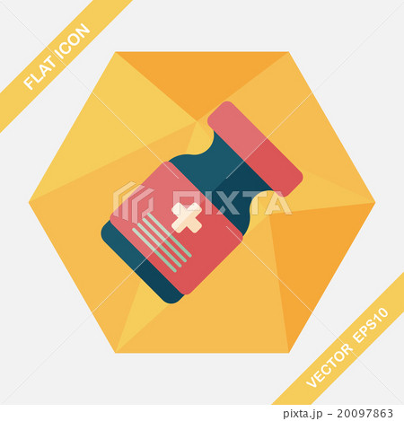 Medical Bottle flat icon with long shadow 20097863