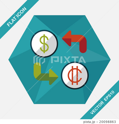 Currency exchange flat icon with long shadow Currency exchange flat icon with long shadow 20098863