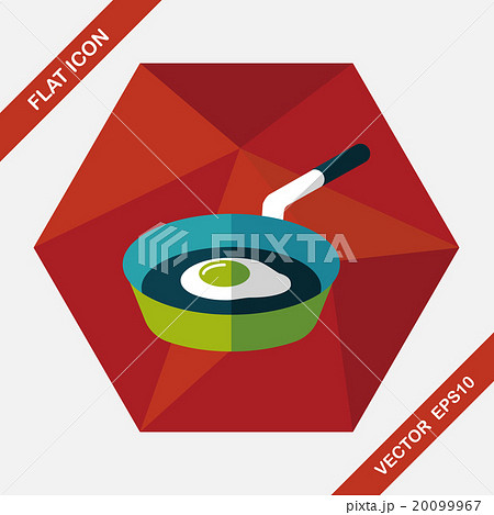 kitchenware frying pan and shovel flat icon with long shadow,eps kitchenware frying pan and shovel flat icon with long shadow,eps 20099967